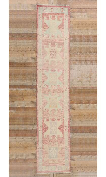 3 x 13 Modern Pink Turkish Oushak Rug Runner 53973