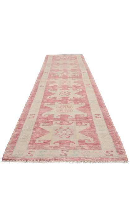 3 x 14 Modern Pink Turkish Oushak Rug Runner 53972