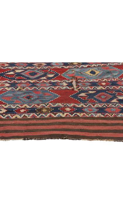 3 x 4 Antique-Worn Caucasian Shirvan Kilim Rug 78996