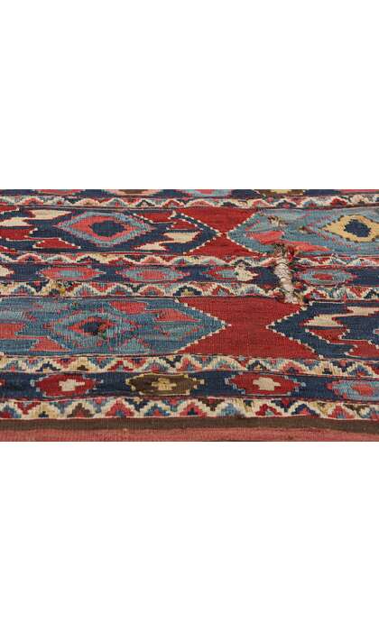 3 x 4 Antique-Worn Caucasian Shirvan Kilim Rug 78996