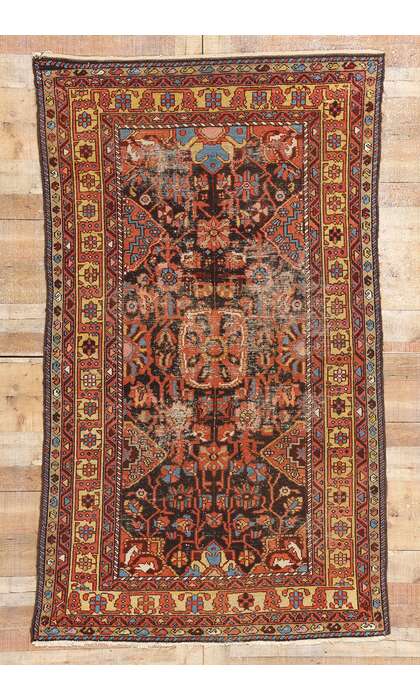 4 x 7 Distressed Antique Persian Hamadan Rug 79020