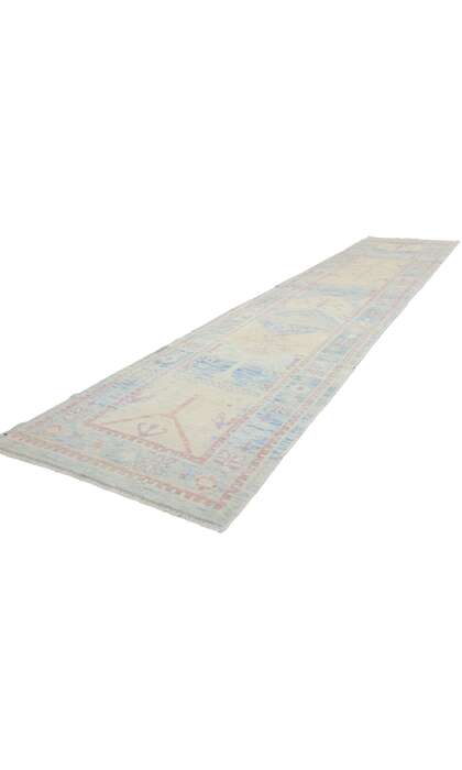 3 x 15 Modern Sky Blue Turkish Oushak Rug Runner 53969