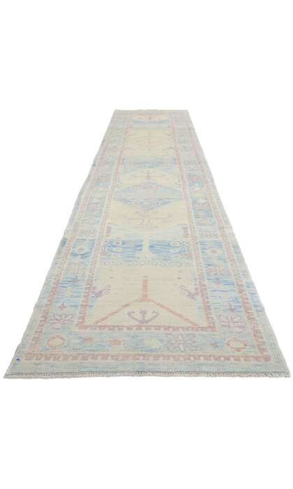 3 x 15 Modern Sky Blue Turkish Oushak Rug Runner 53969