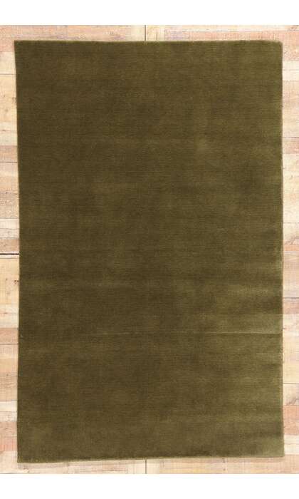 5 x 8 Solid Olive Green Modern Rug 31174