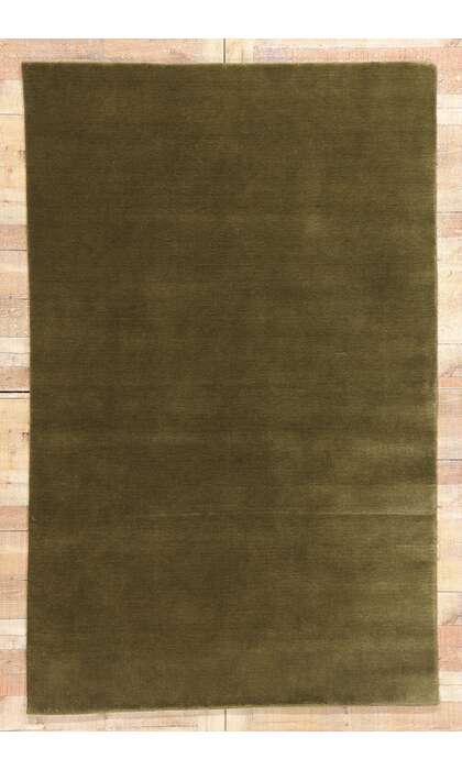 5 x 8 Solid Olive Green Modern Rug 31175