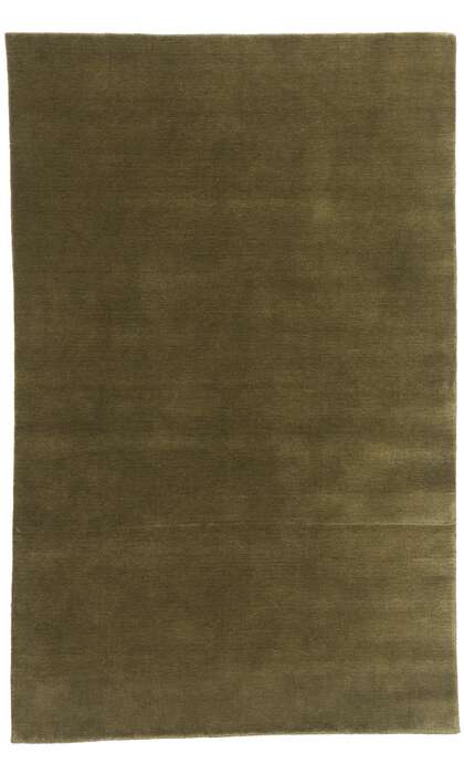 5 x 8 Solid Olive Green Modern Rug 31175
