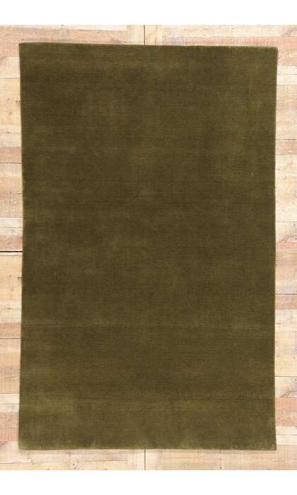 5 x 8 Solid Olive Green Modern Rug 31176