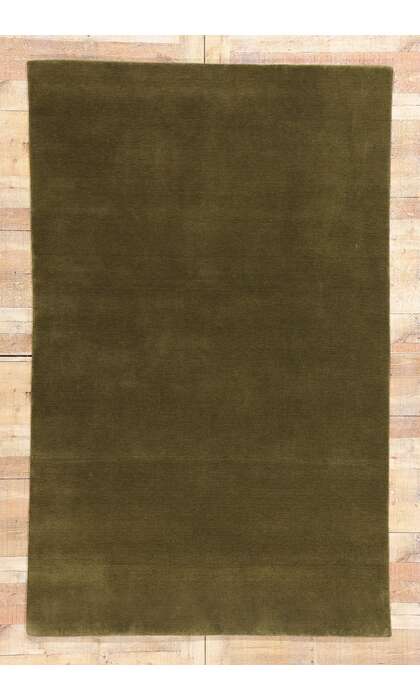 5 x 8 Solid Olive Green Modern Rug 31177