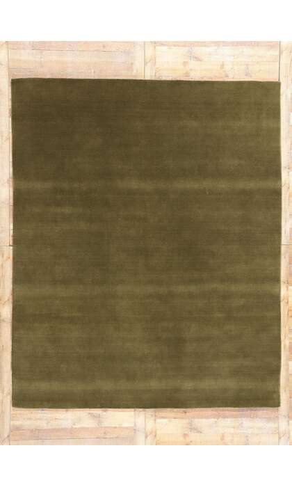 8 x 10 Solid Olive Green Modern Rug 31152