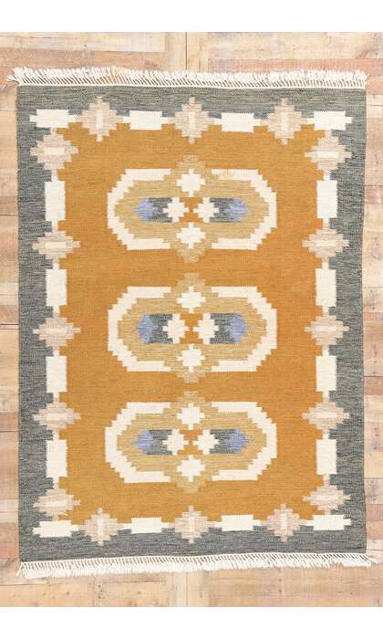5 x 8 Vintage Swedish Scandinavian Rollakan Rug 79040