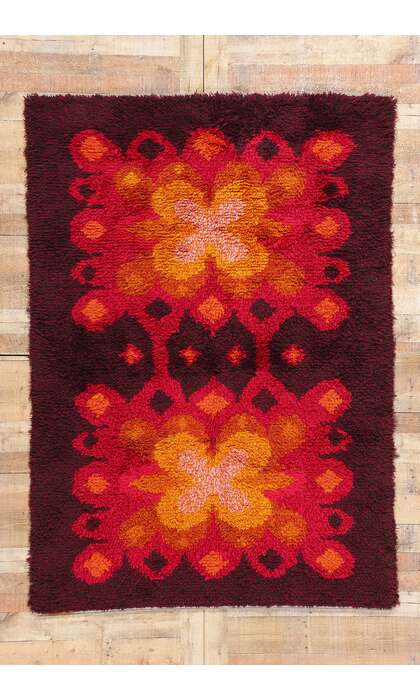 5 x 7 Vintage Swedish Scandinavian Rya Rug 79051