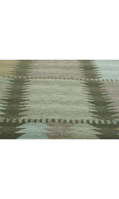 10 x 14 Scandinavian Modern Green Swedish Inspired Kilim Rug 31117