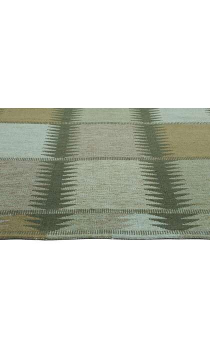 9 x 12 Scandinavian Modern Green Swedish Inspired Kilim Rug 31118