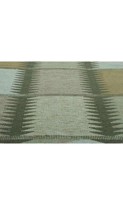 9 x 12 Scandinavian Modern Green Swedish Inspired Kilim Rug 31118