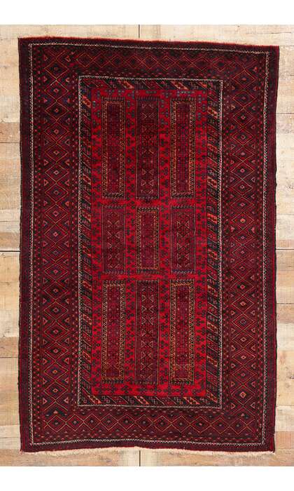 4 x 7 Vintage Turkoman Afghan Rug 79088