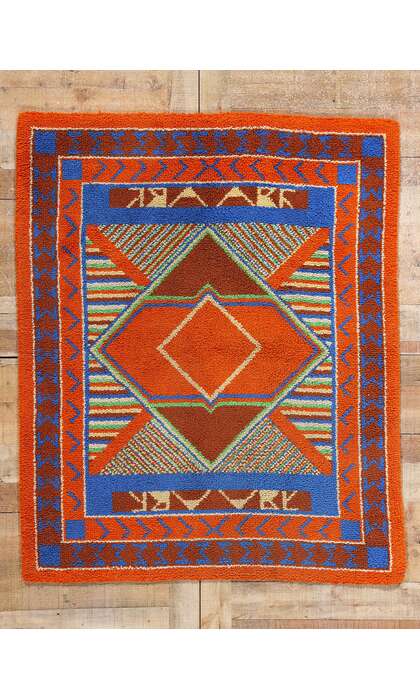 4 x 5 Vintage Southwest Sunrise American Hooked Rug 79015