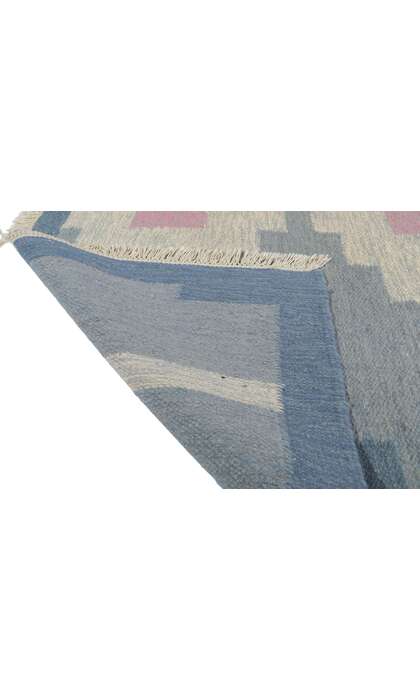 6 x 9 Vintage Swedish Blue Scandinavian Rollakan Rug 78264