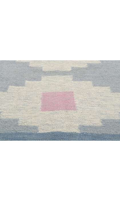 6 x 9 Vintage Swedish Blue Scandinavian Rollakan Rug 78264