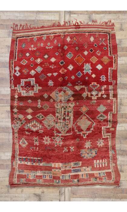 6 x 9 Vintage Red Boujad Moroccan Rug 21323