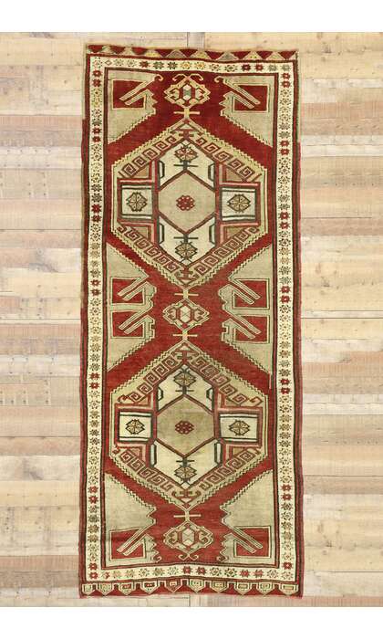 4 x 9 Vintage Turkish Oushak Rug Runner 52148