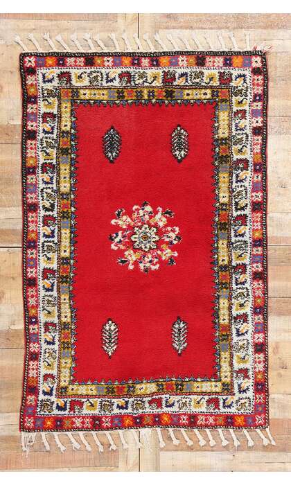 4 x 6 Vintage Red Rabat Moroccan Rug 79005