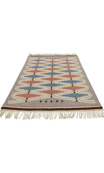 4 x 6 Vintage Swedish Scandinavian Rollakan Rug 78108