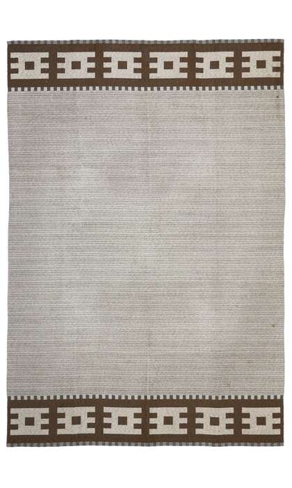 6 x 9 Vintage Gray Swedish Rollakan Rug 77037