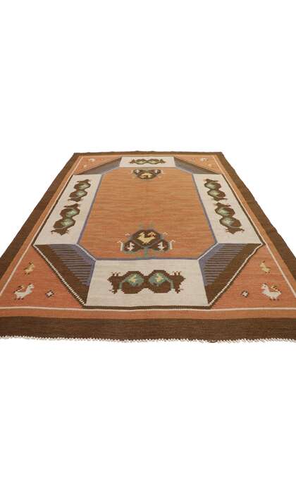 7 x 9 Vintage Swedish Scandinavian Rollakan Rug 78110