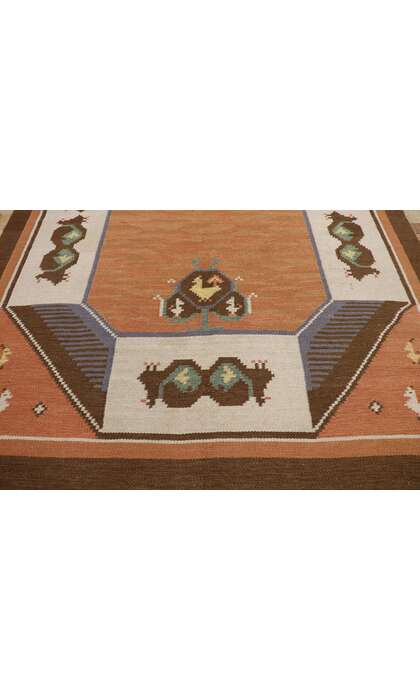 7 x 9 Vintage Swedish Scandinavian Rollakan Rug 78110