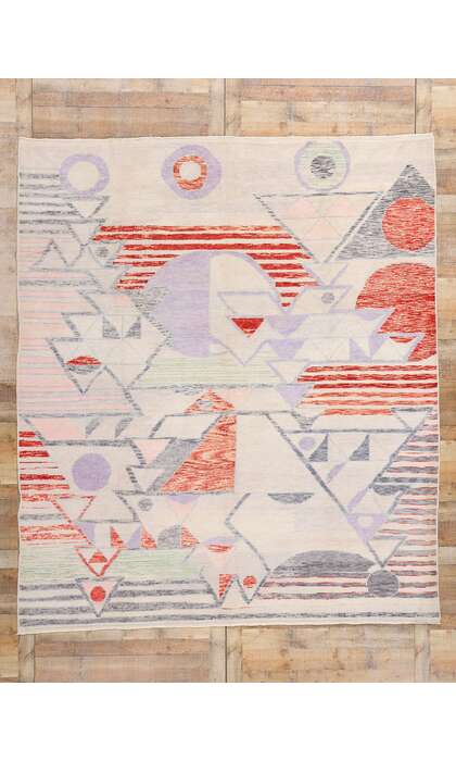 9 x 10 Abstract Orphism Modern Turkish Oushak Rug 53982