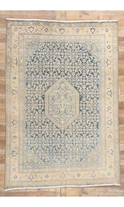 7 x 10 Distressed Antique Blue Persian Malayer Rug 61305