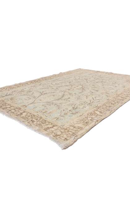 6 x 10 Distressed Antique Persian Tabriz Pictorial Prayer Rug 61383