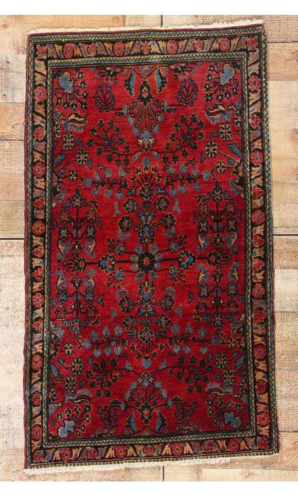 2 x 4 Antique Red Persian Sarouk Rug 79010
