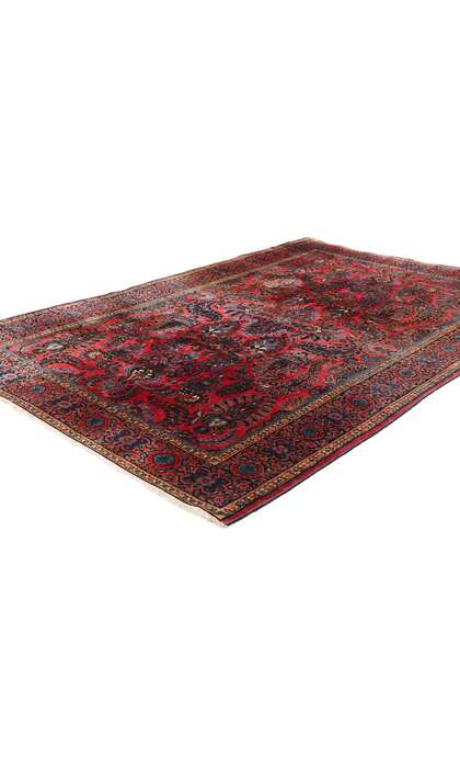4 x 6 Antique Red Persian Sarouk Rug 79018