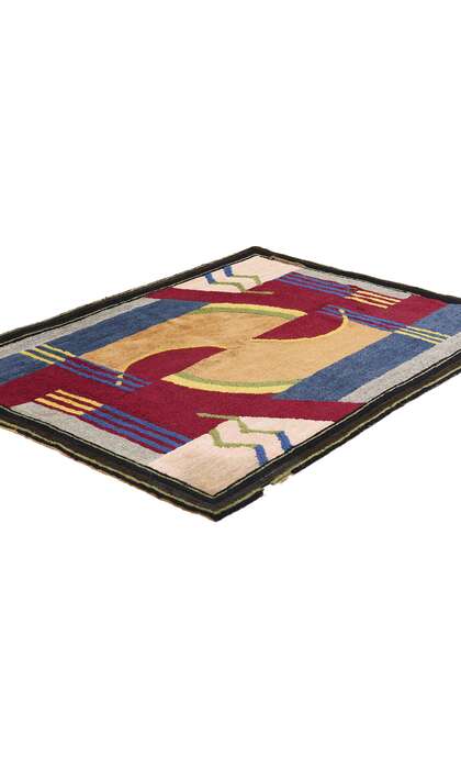 3 x 4 Art Deco Bauhaus American Hooked Rug 79114