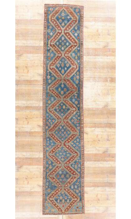 3 x 14 Antique Blue Persian Bakhtiari Rug Runner 61326