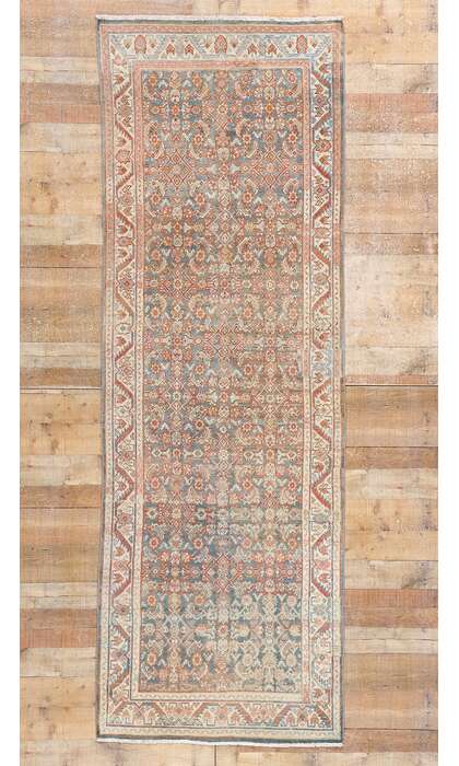 4 x 10 Distressed Antique Blue Persian Mahal Rug Runner 61314