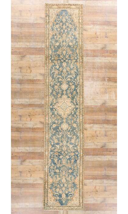 3 x 15 Distressed Antique Blue Persian Malayer Rug Runner 61328