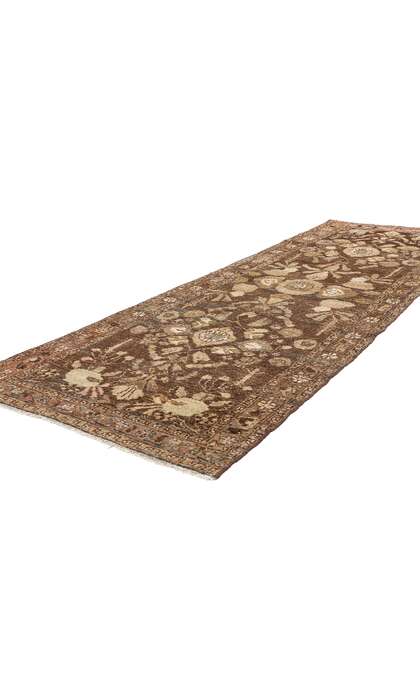 3 x 10 Distressed Antique Brown Persian Dergazine Hamadan Rug Runner 61347