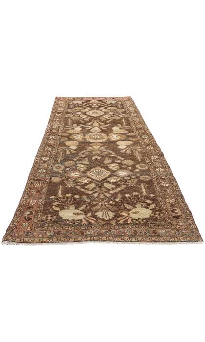 3 x 10 Distressed Antique Brown Persian Dergazine Hamadan Rug Runner 61347