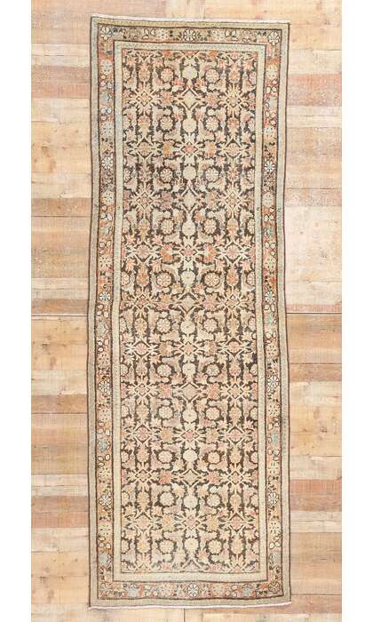 4 x 10 Distressed Antique Persian Mahal Rug Runner 61313