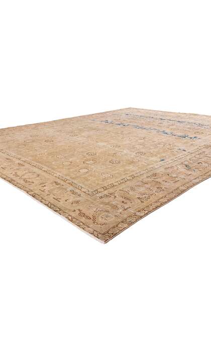 10 x 13 Distressed Vintage Earth-Tone Persian Tabriz Rug 61341