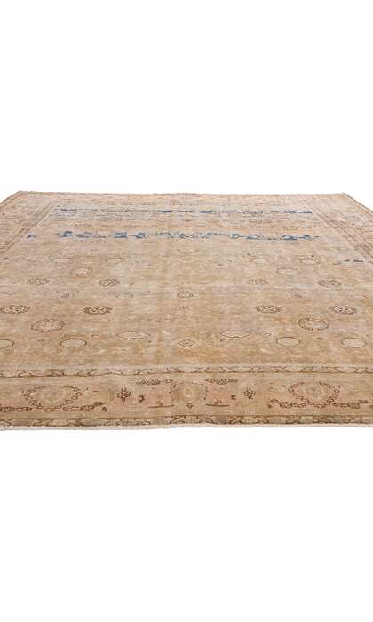 10 x 13 Distressed Vintage Earth-Tone Persian Tabriz Rug 61341