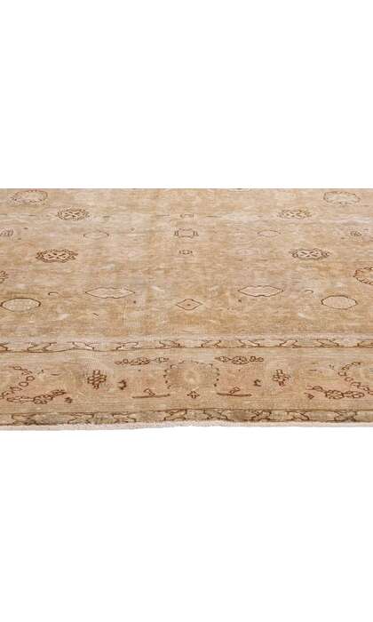 10 x 13 Distressed Vintage Earth-Tone Persian Tabriz Rug 61341