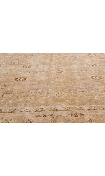 10 x 13 Distressed Vintage Earth-Tone Persian Tabriz Rug 61341