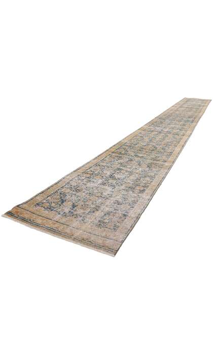 2 x 20 Distressed Antique Persian Tabriz Rug Runner 61324