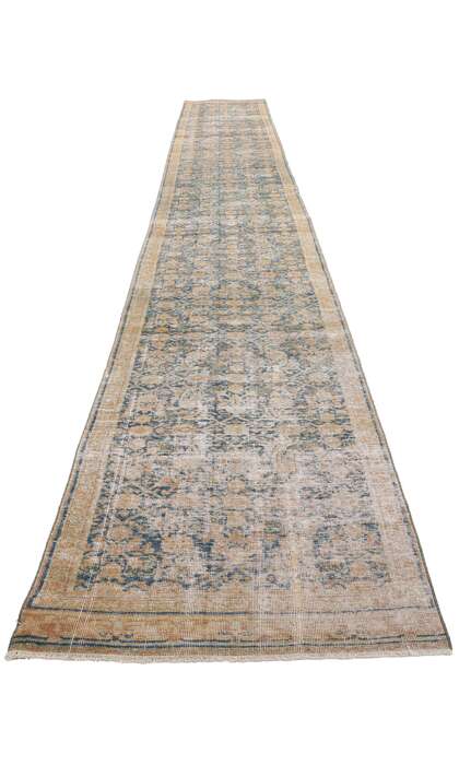 2 x 20 Distressed Antique Persian Tabriz Rug Runner 61324