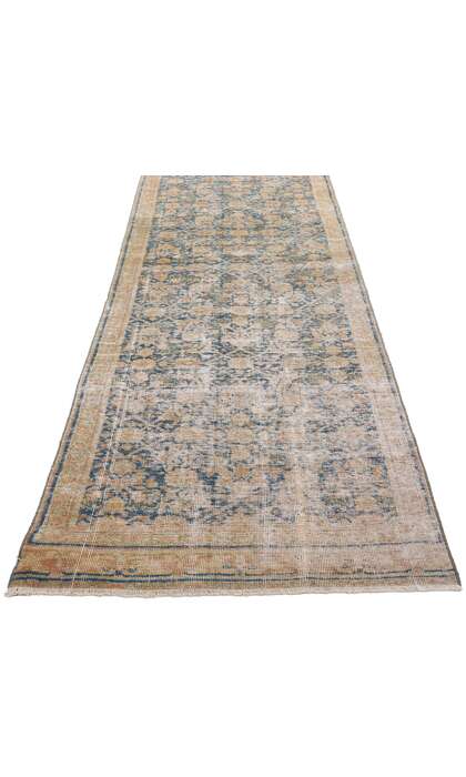 2 x 20 Distressed Antique Persian Tabriz Rug Runner 61324