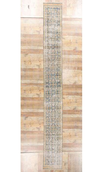 2 x 20 Distressed Antique Persian Tabriz Rug Runner 61324