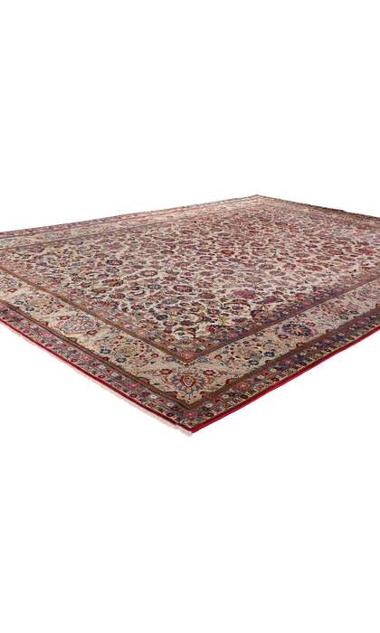 7 x 10 Antique Ivory Persian Kashan Rug 61318